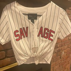 Red Fox Savage cropped baseball jersey